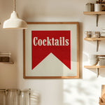 Cocktails Banner Tab Typography Square Bar Art Print - Tejas Country Club