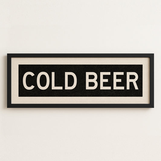 Framed Cold Beer Bus Scroll Sign - Tejas Country Club