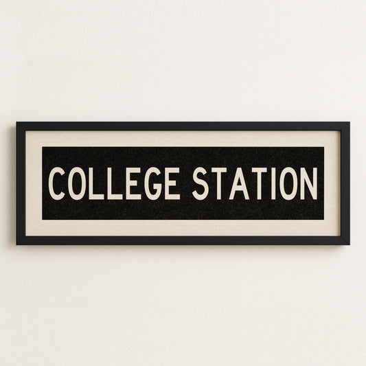 Framed College Station Texas Bus Scroll