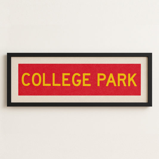 Framed College Park Red and Gold Bus Scroll - Tejas Country Club