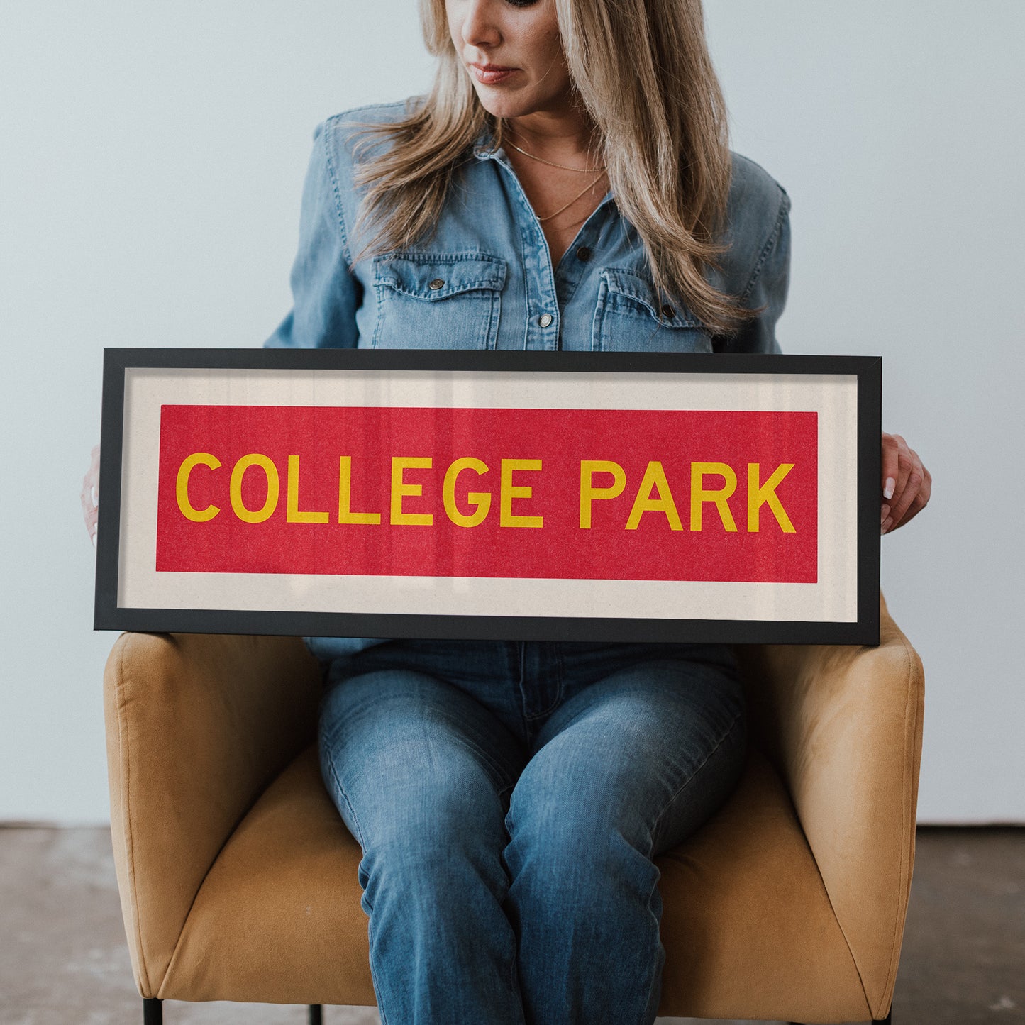 Framed College Park Red and Gold Bus Scroll - Tejas Country Club