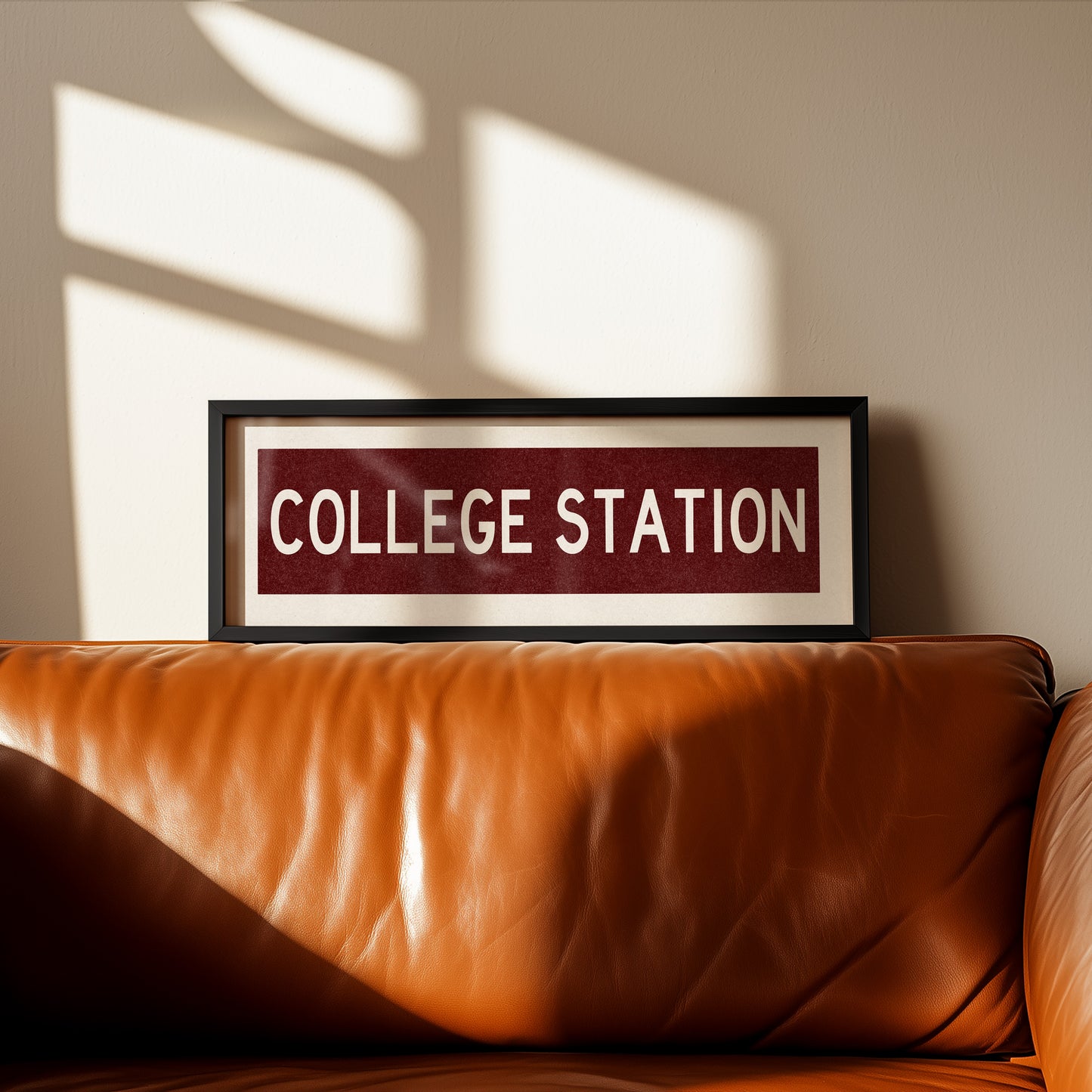 Framed College Station Maroon Bus Scroll