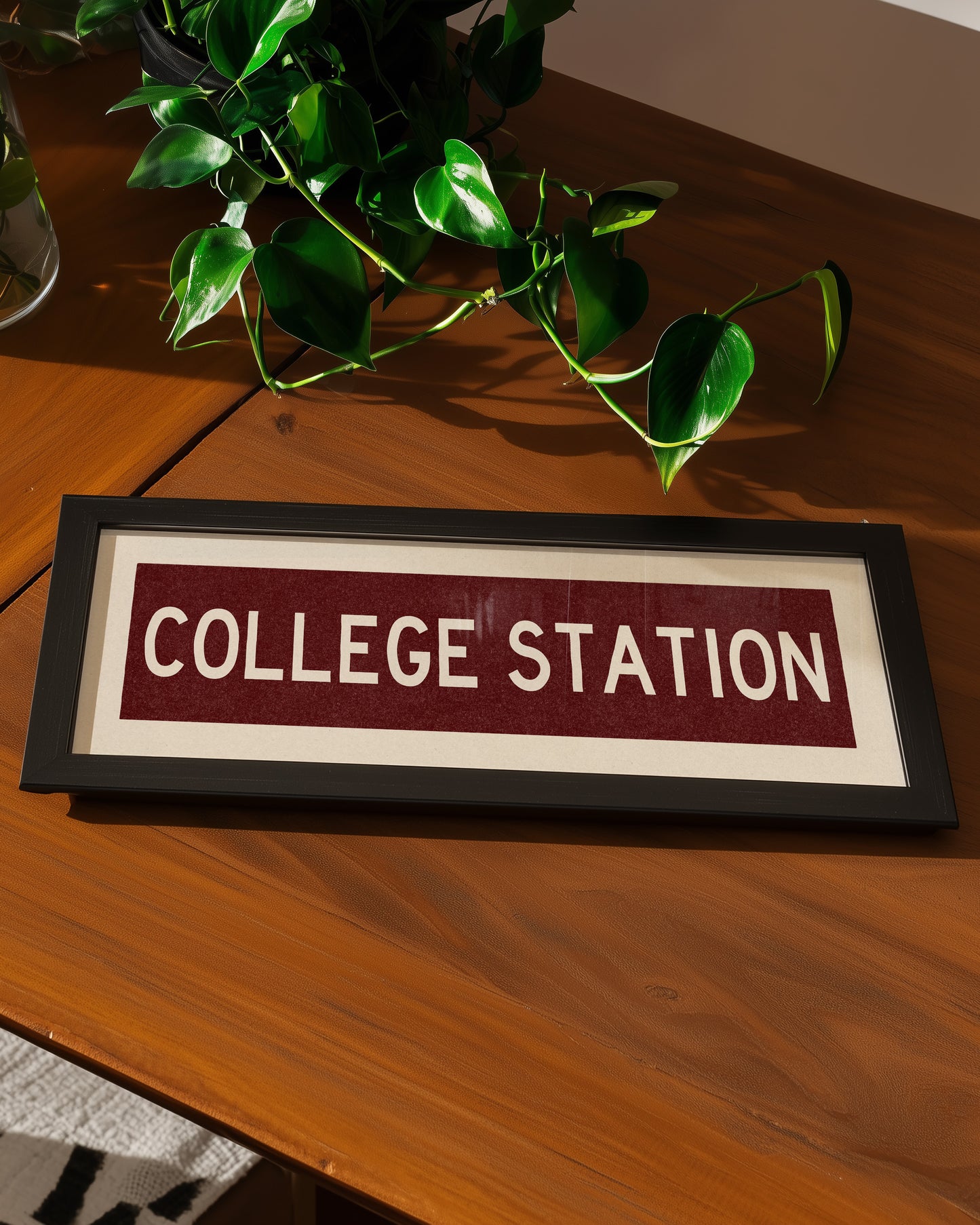 Framed College Station Maroon Bus Scroll