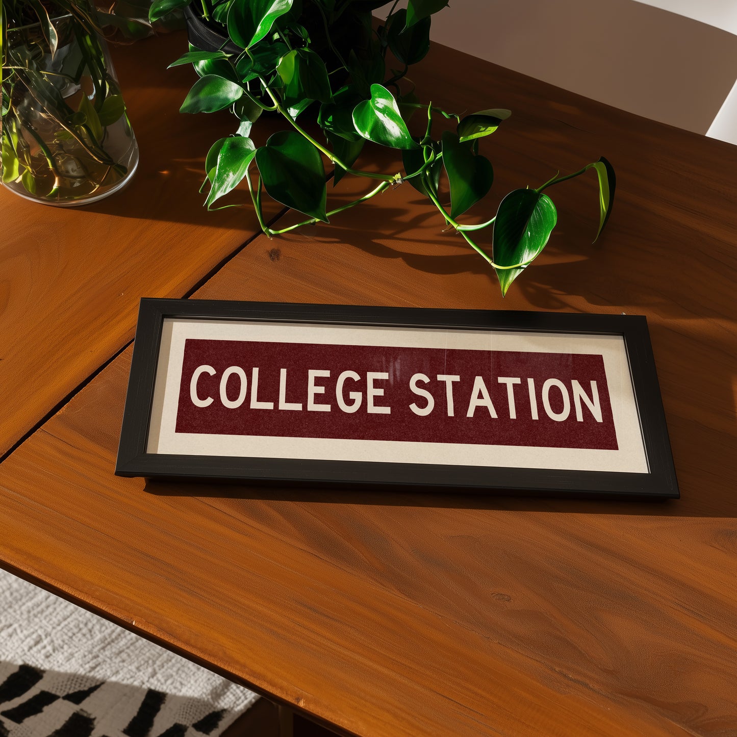 Framed College Station Maroon Bus Scroll