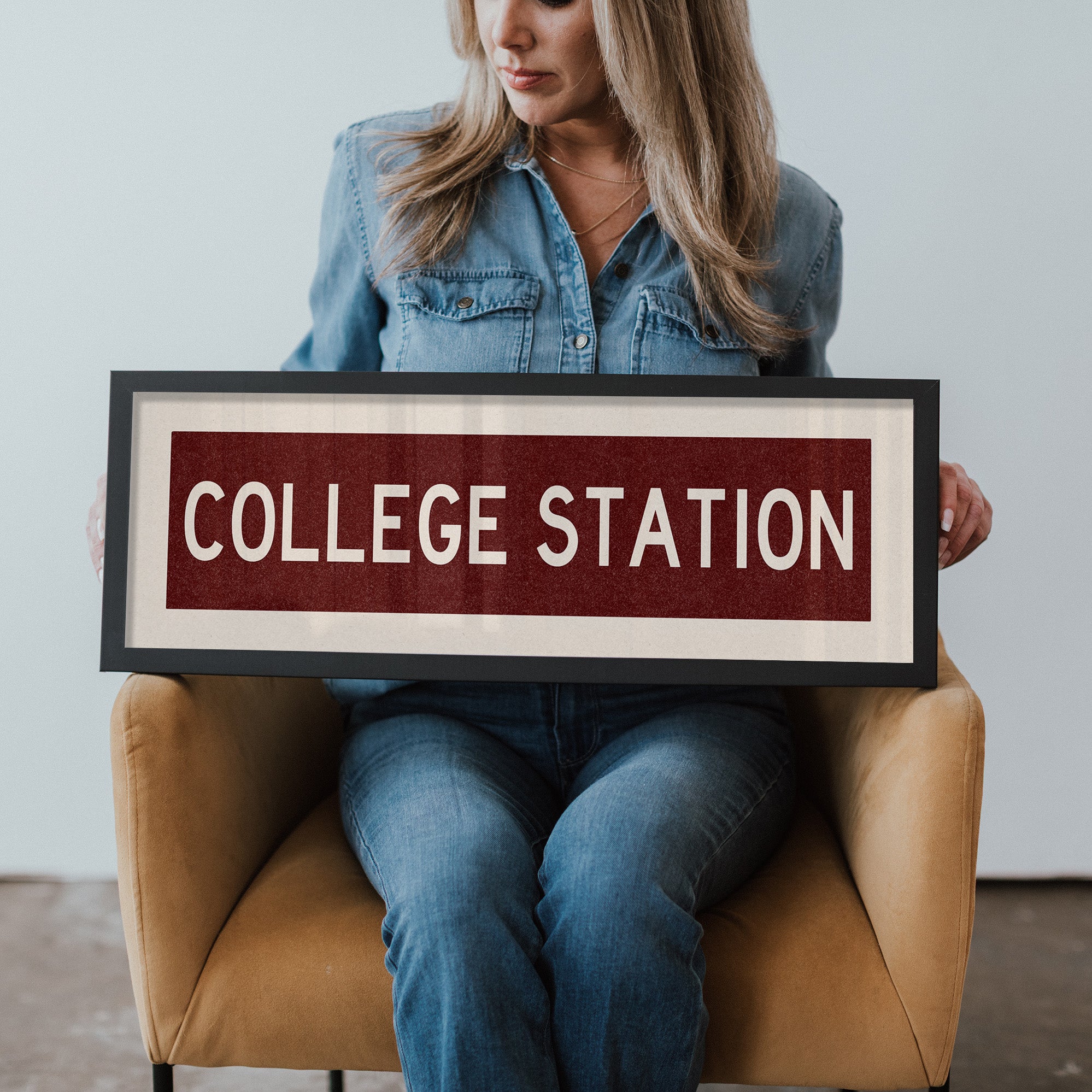 Framed College Station Maroon Bus Scroll - Tejas Country Club