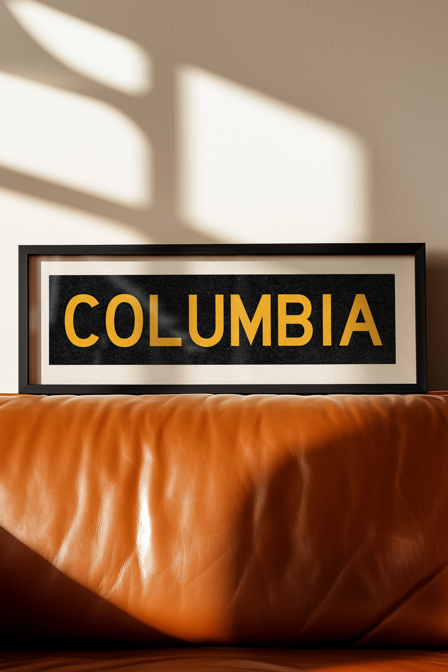 Framed Columbia Black and Gold Bus Scroll