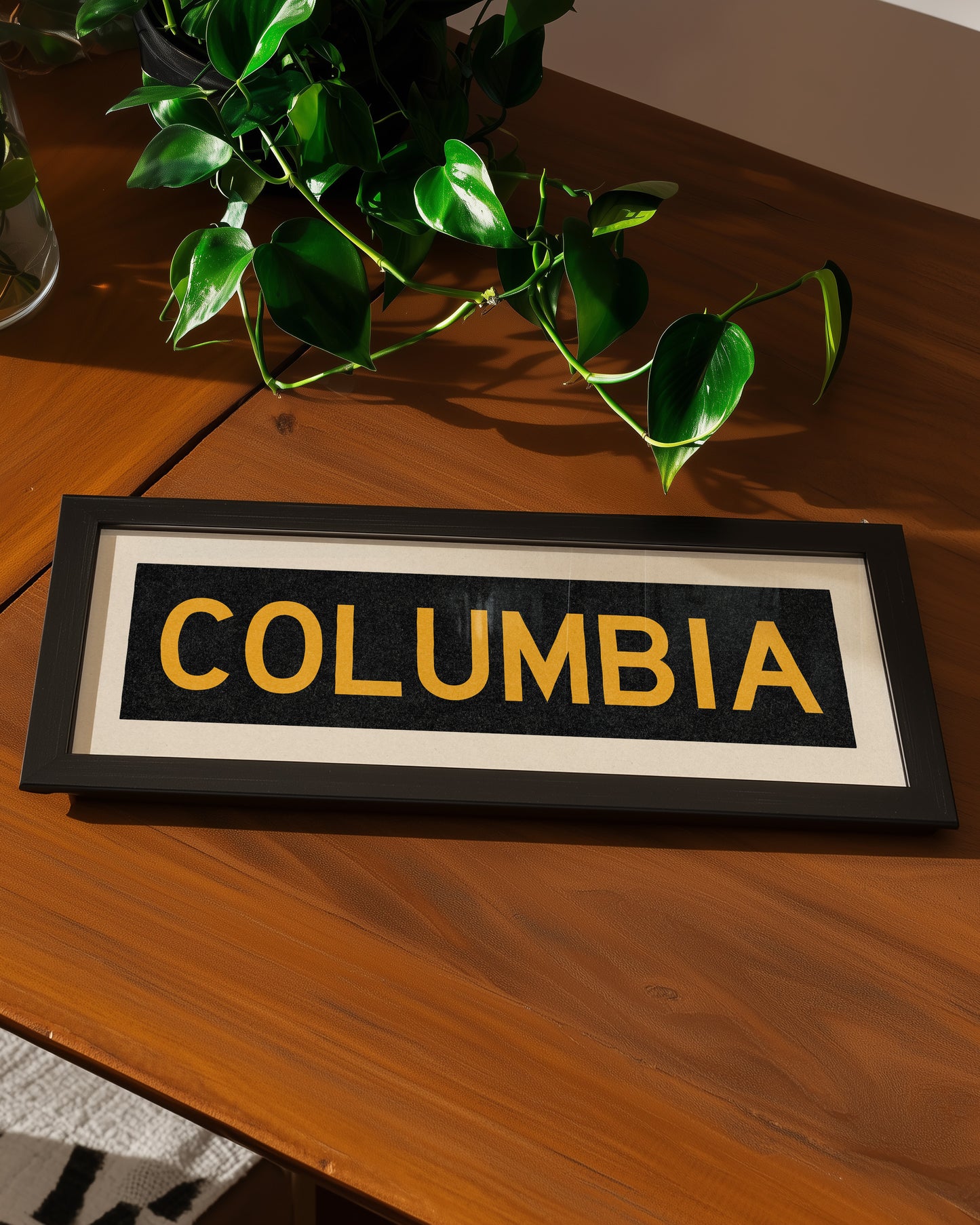 Framed Columbia Black and Gold Bus Scroll