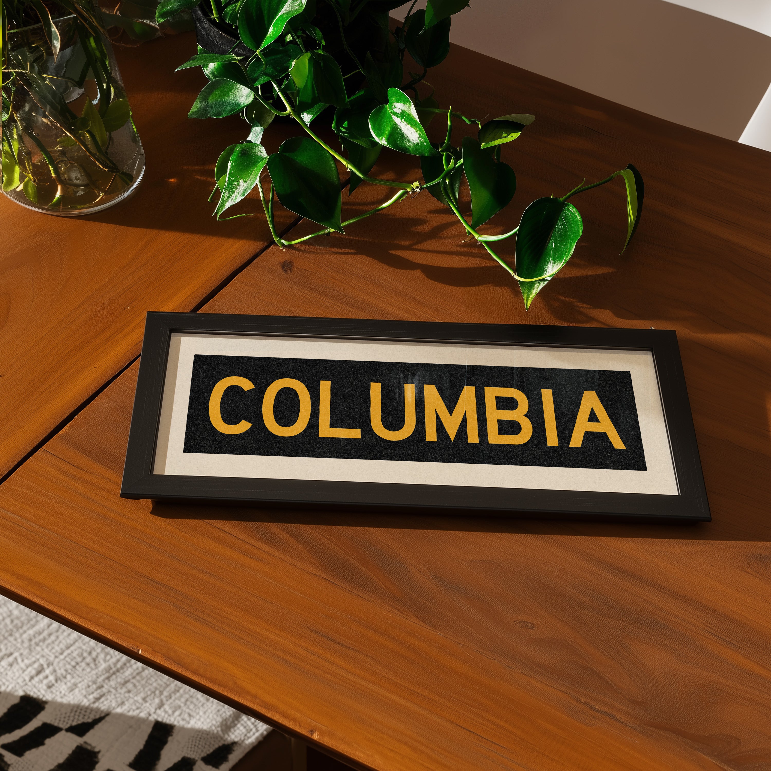 Framed Columbia Black and Gold Bus Scroll - Tejas Country Club