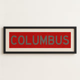 Framed Columbus Red Bus Scroll - Tejas Country Club
