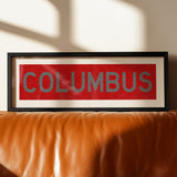 Framed Columbus Red Bus Scroll - Tejas Country Club