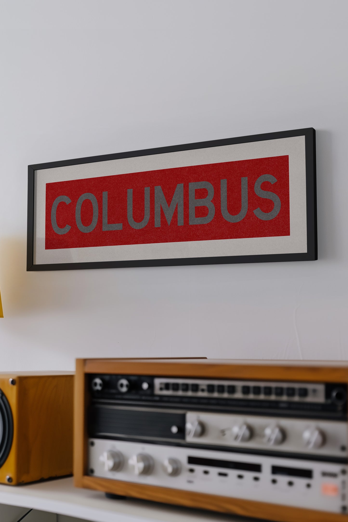 Framed Columbus Red Bus Scroll