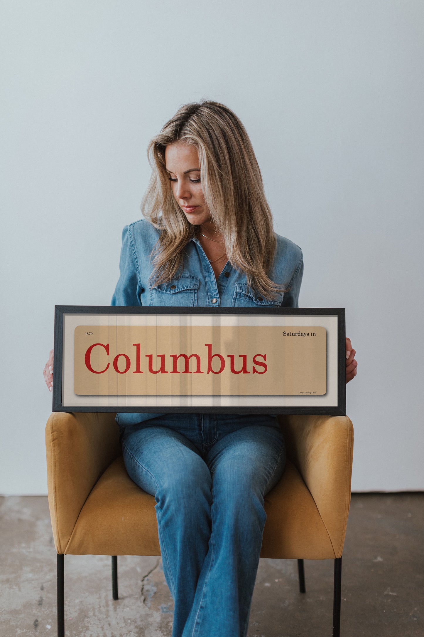 Saturdays in Columbus, Ohio Vintage Flash Card Framed Print - Tejas Country Club