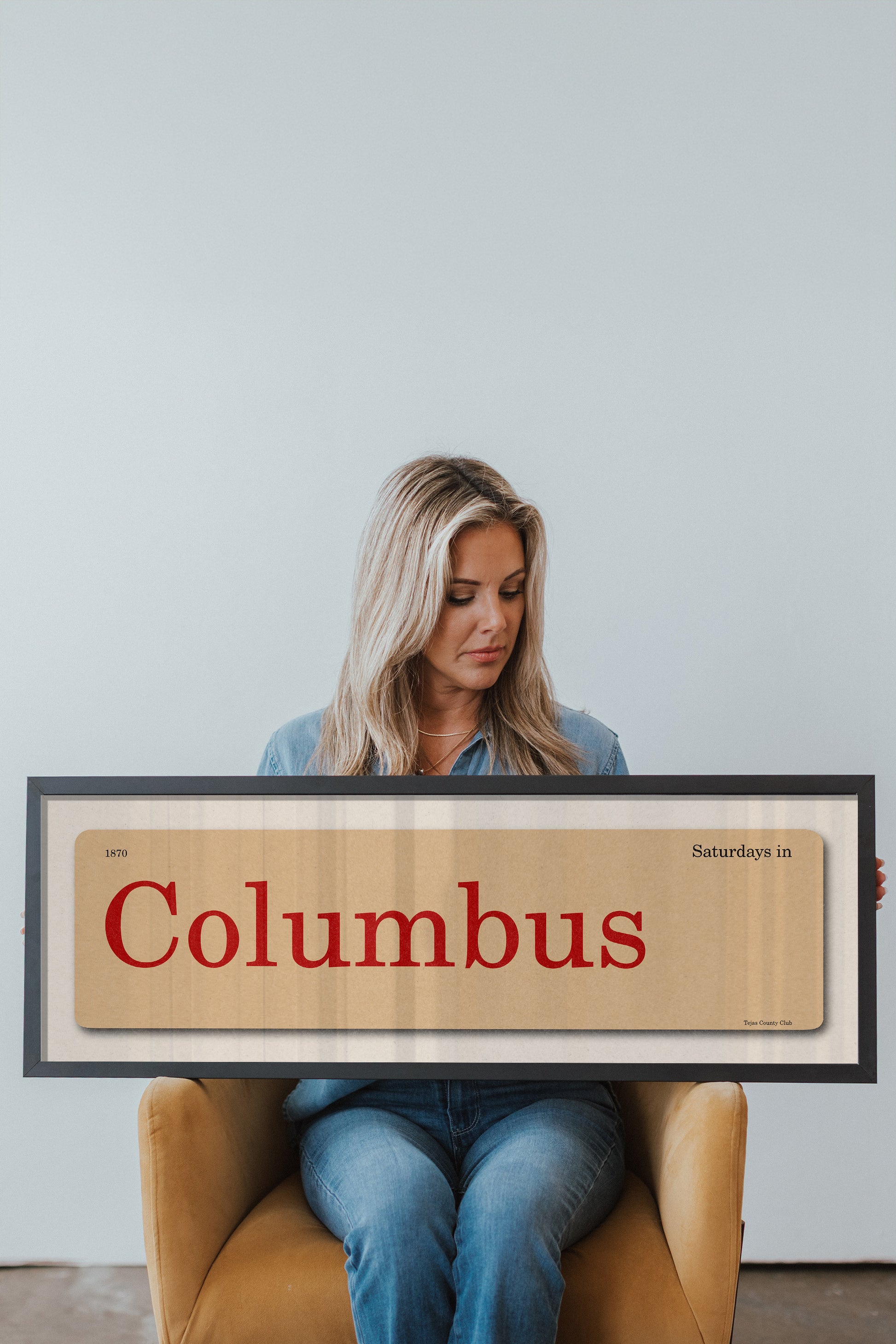 Saturdays in Columbus, Ohio Vintage Flash Card Framed Print - Tejas Country Club