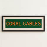 Framed Coral Gables Green and Orange Bus Scroll - Tejas Country Club