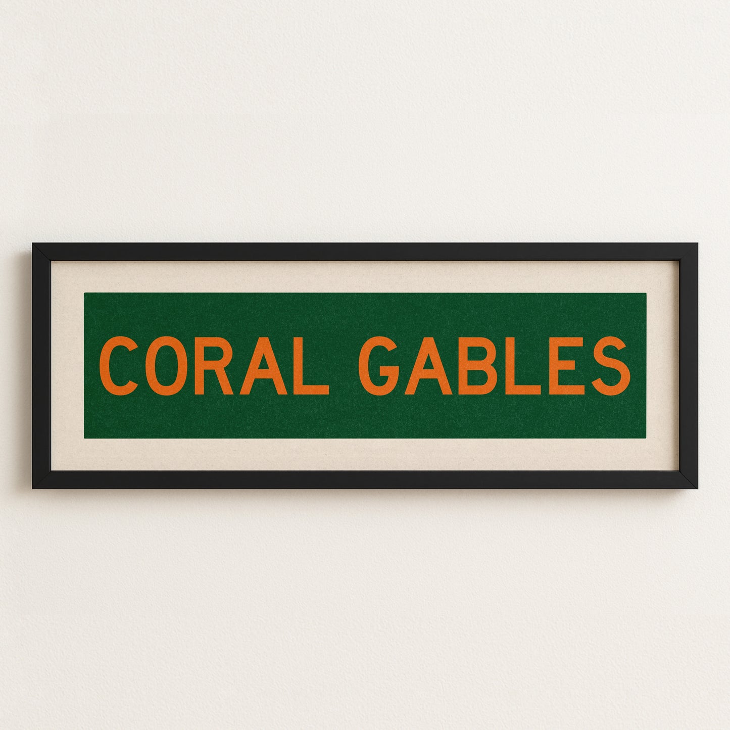 Framed Coral Gables Green and Orange Bus Scroll - Tejas Country Club