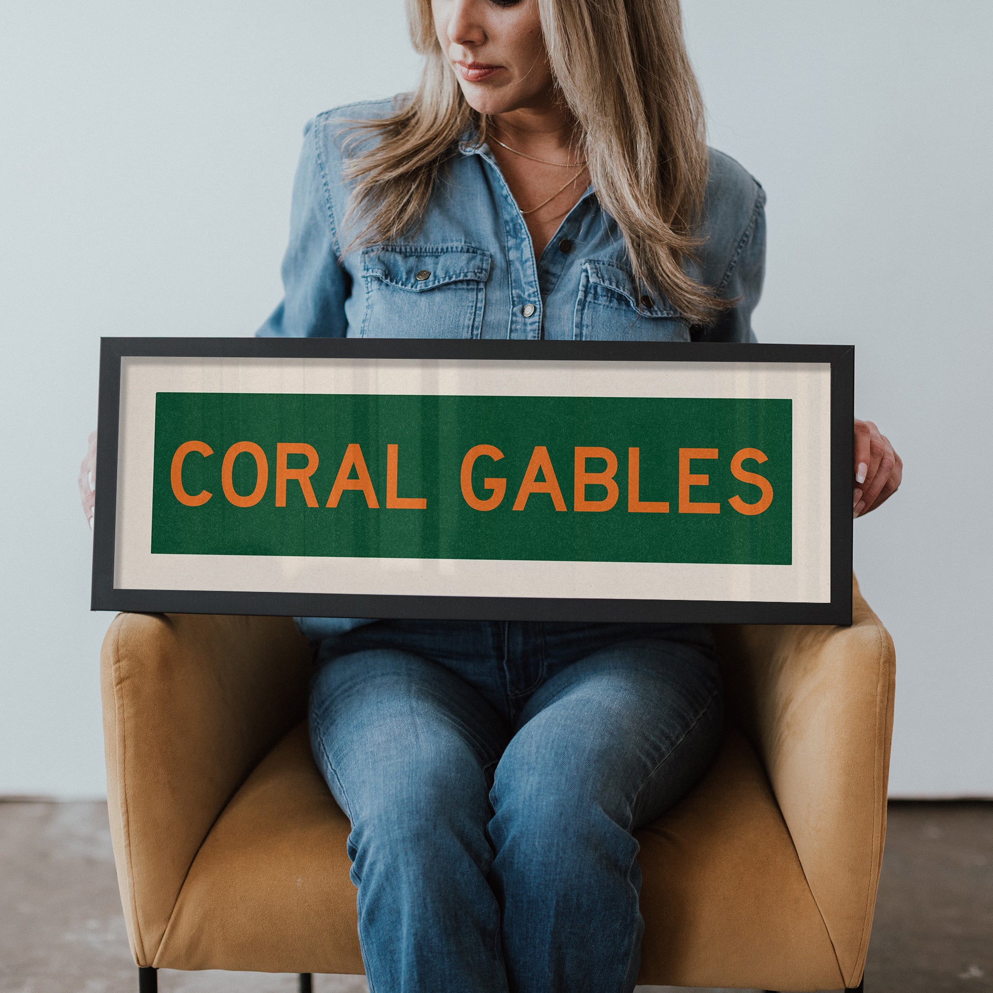 Framed Coral Gables Green and Orange Bus Scroll - Tejas Country Club