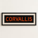 Framed Corvallis Orange and Black Bus Scroll
