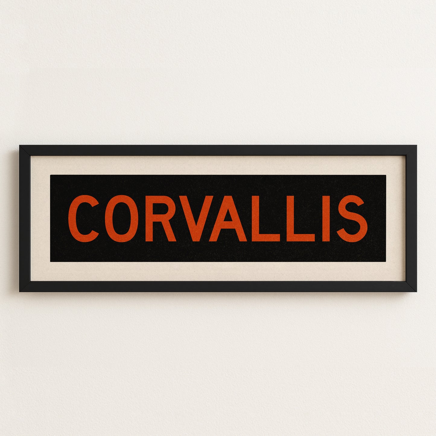Framed Corvallis Orange and Black Bus Scroll
