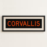 Framed Corvallis Orange and Black Bus Scroll