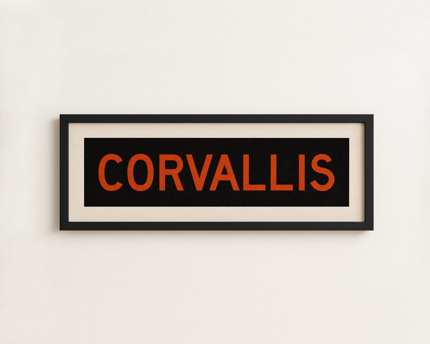 Framed Corvallis Orange and Black Bus Scroll