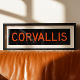 Framed Corvallis Orange and Black Bus Scroll