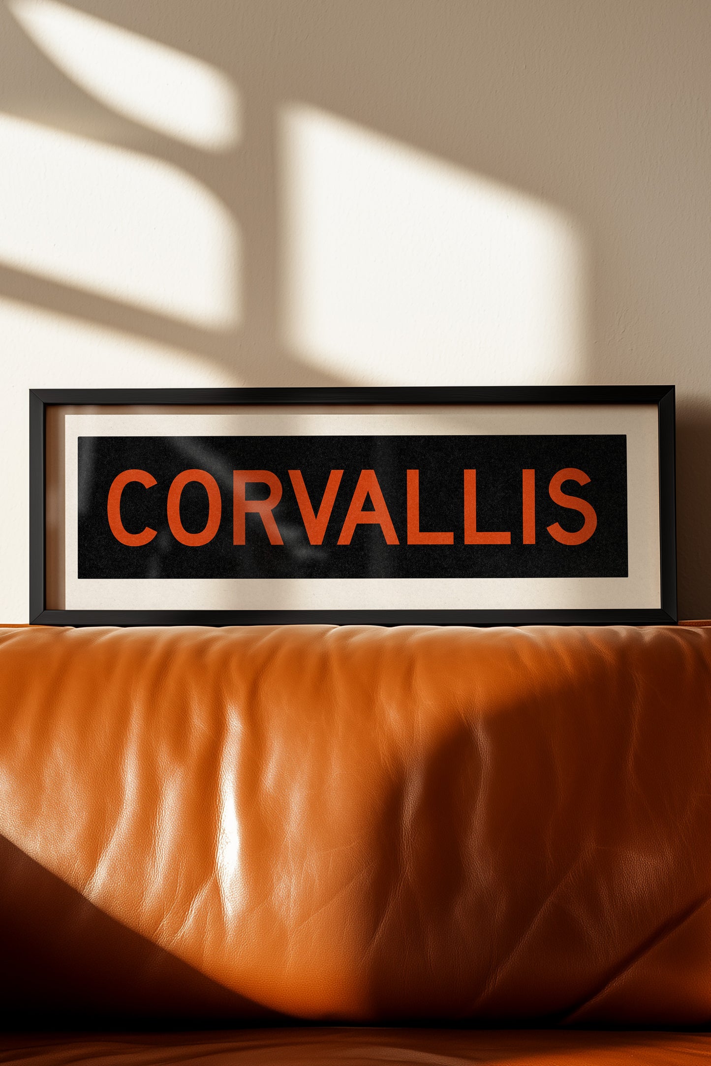 Framed Corvallis Orange and Black Bus Scroll