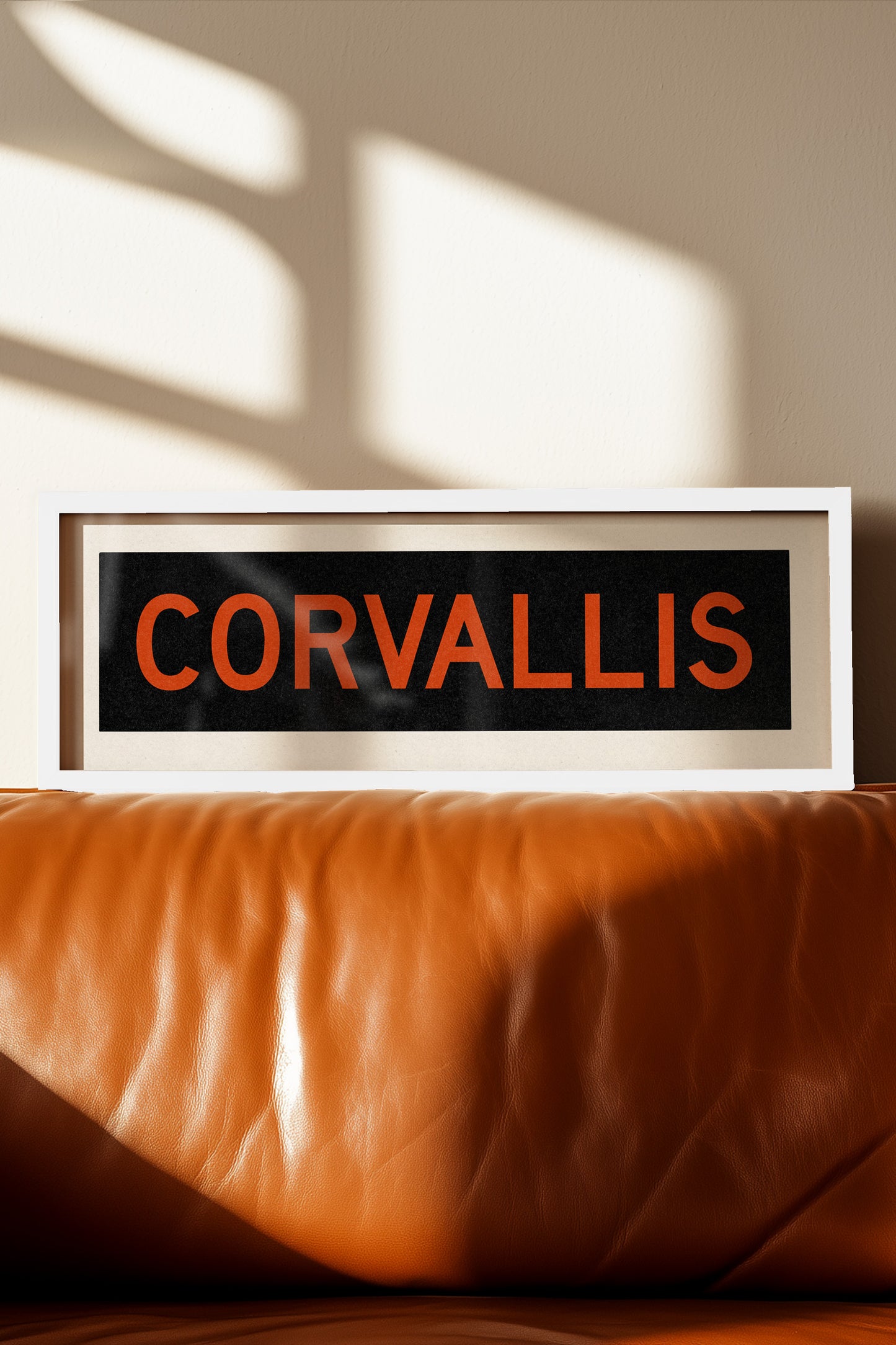 Framed Corvallis Orange and Black Bus Scroll
