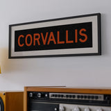 Framed Corvallis Orange and Black Bus Scroll