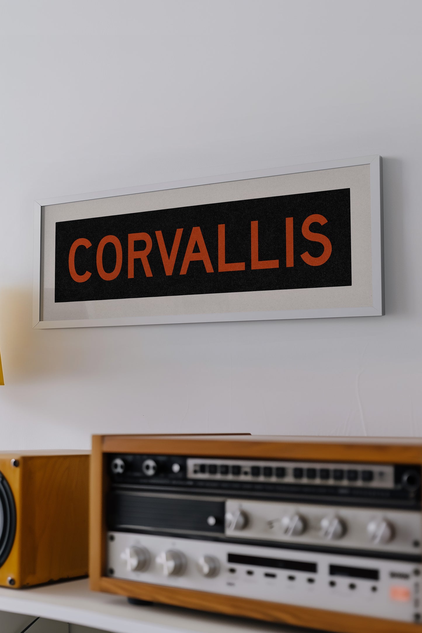 Framed Corvallis Orange and Black Bus Scroll
