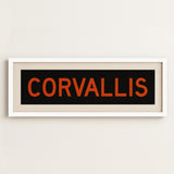 Framed Corvallis Orange and Black Bus Scroll
