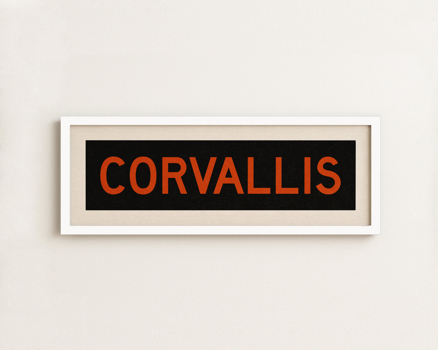 Framed Corvallis Orange and Black Bus Scroll