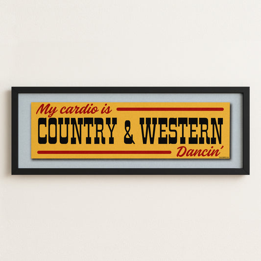 Framed Country & Western Cardio Gold Bumper Sticker Art Print