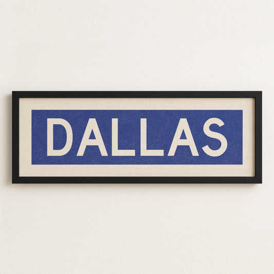 Framed Dallas Blue and White Bus Scroll - Tejas Country Club