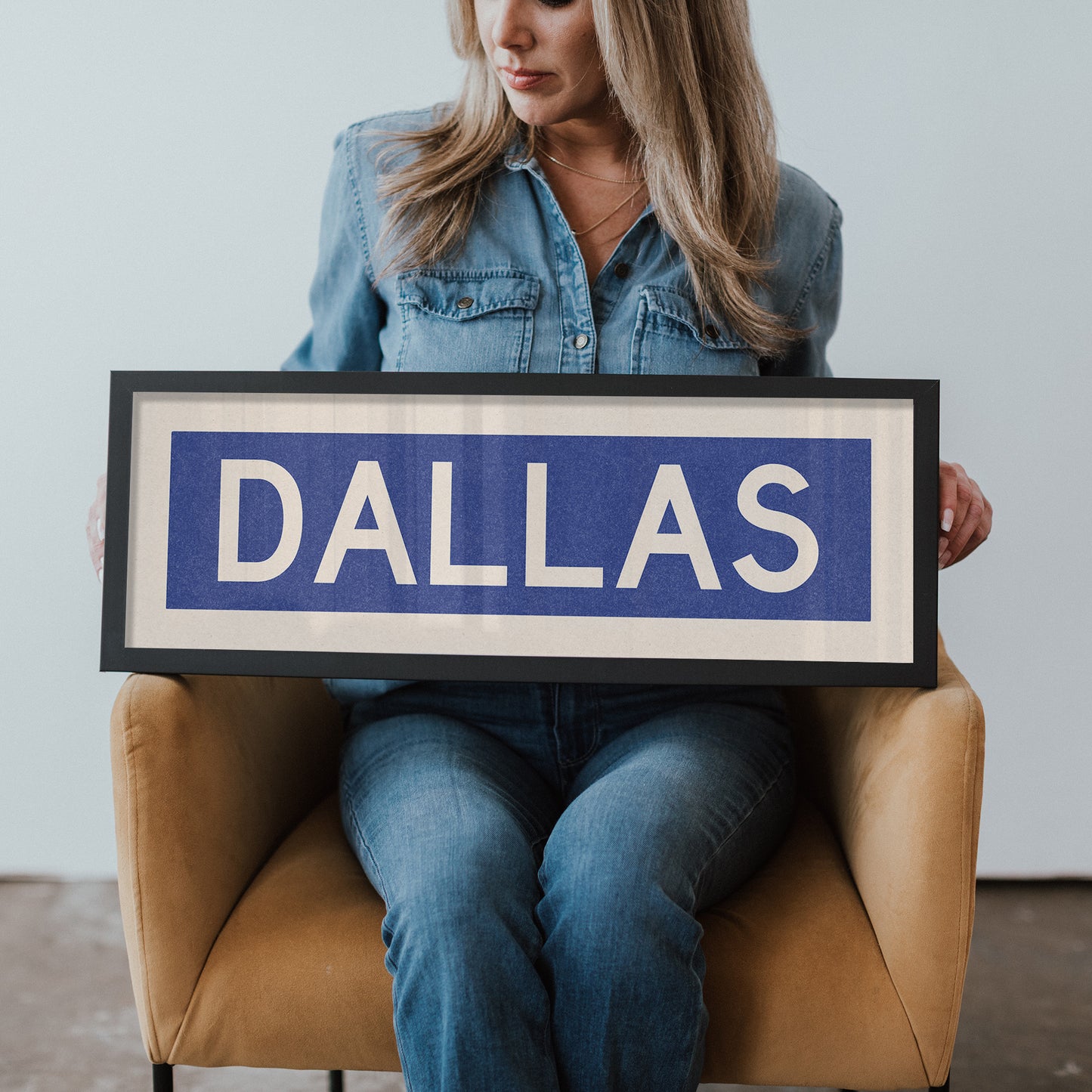 Framed Dallas Blue and White Bus Scroll - Tejas Country Club