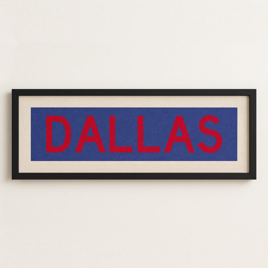 Framed Dallas Blue and Red Bus Scroll - Tejas Country Club