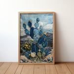 Denim Decor Prickly Pear Cactus Desert Landscape Print #1 - Tejas Country Club