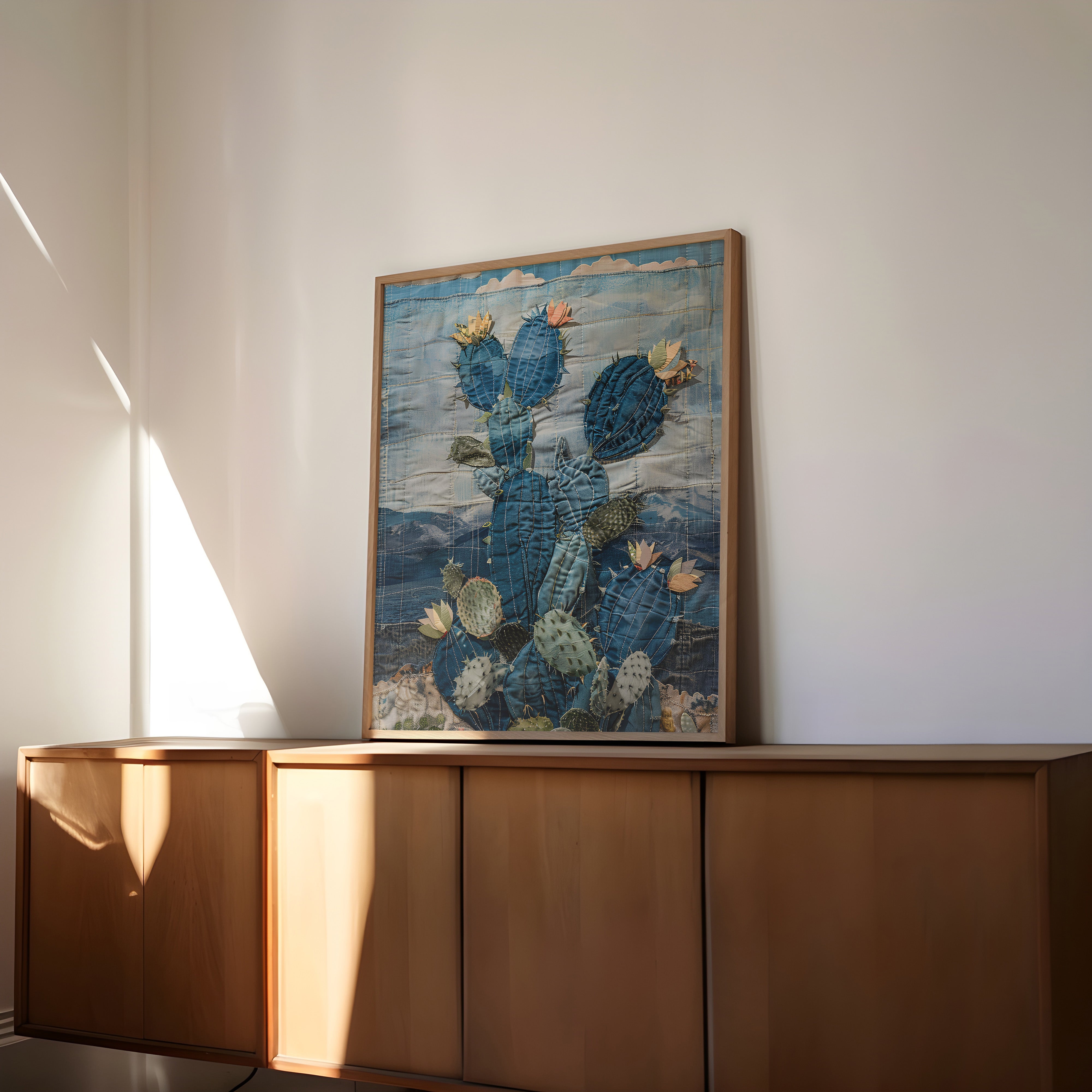 Denim Decor Prickly Pear Cactus Desert Landscape Print #2 - Tejas Country Club