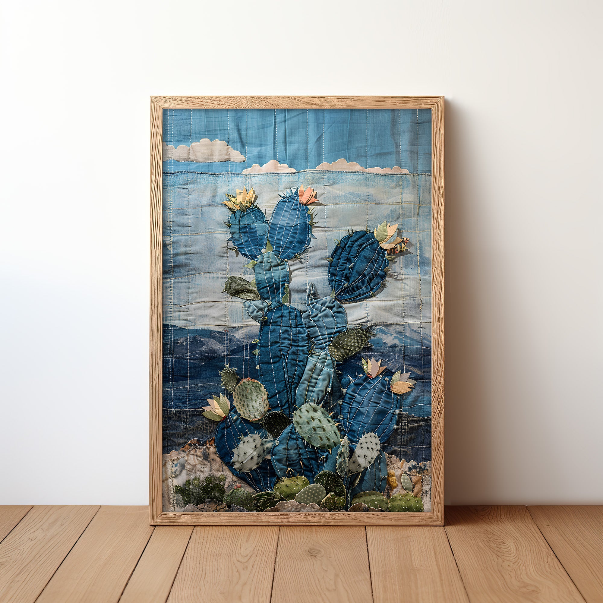 Denim Decor Prickly Pear Cactus Desert Landscape Print #2 - Tejas Country Club