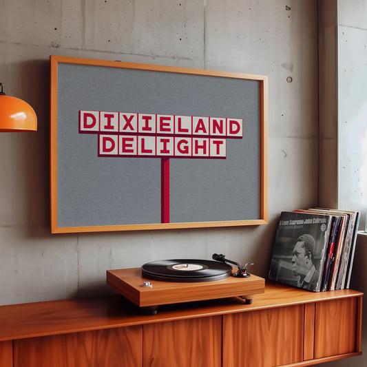 Dixieland Delight Highway Sign Art Print Crimson
