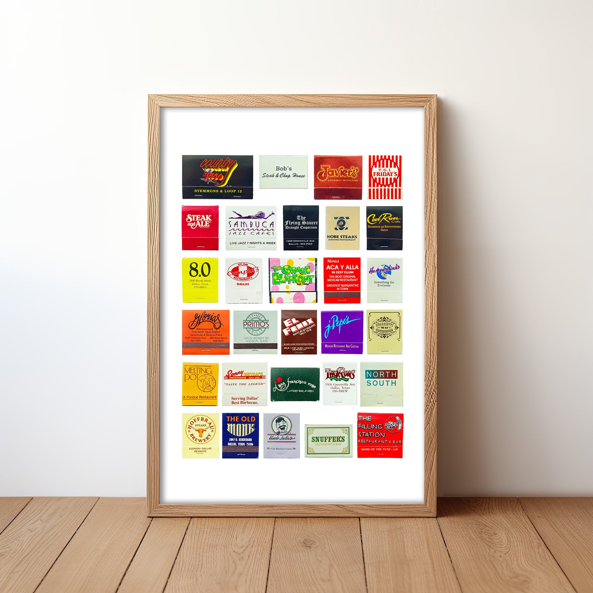 Dallas Texas Matchbook Collage Art Poster - Tejas Country Club