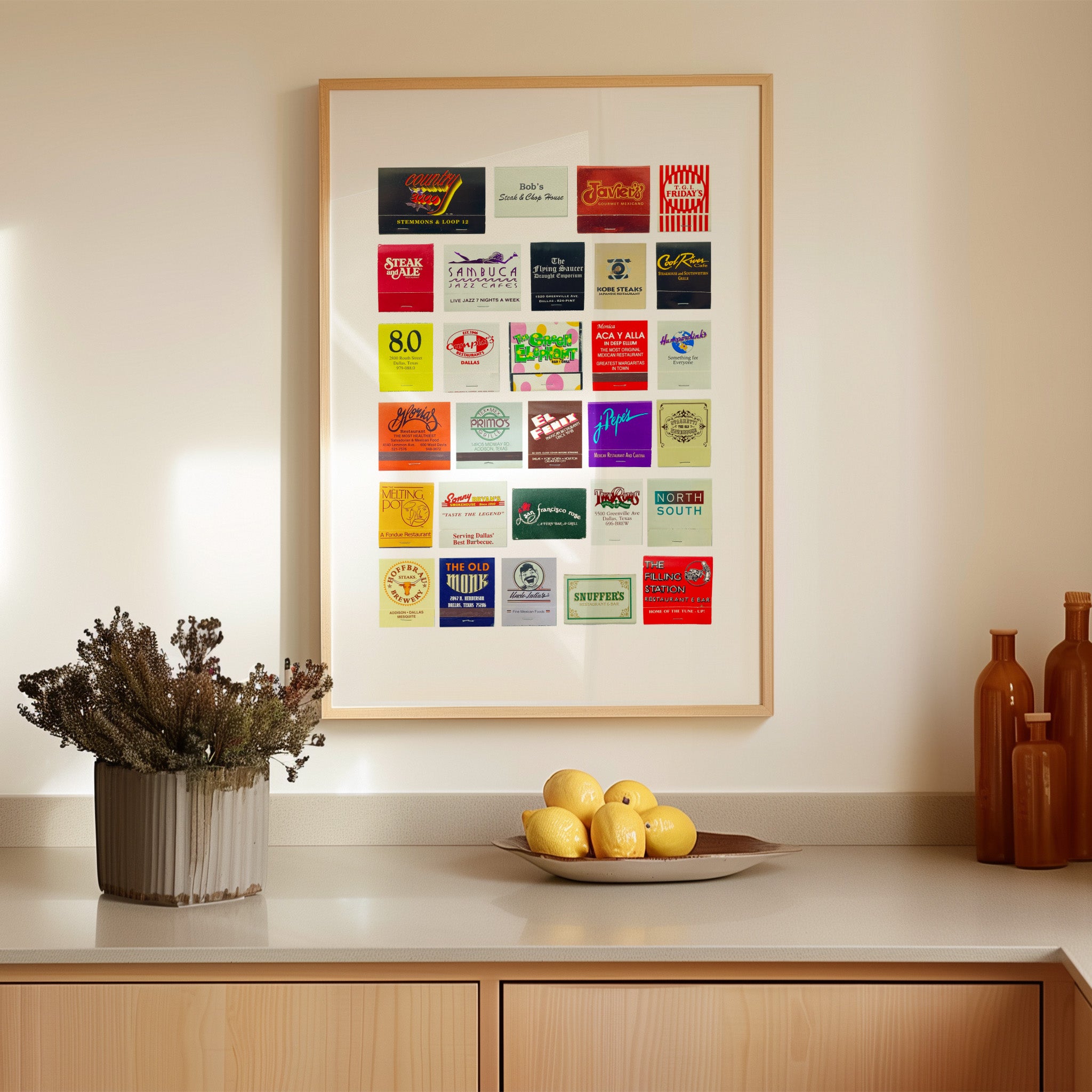 Dallas Texas Matchbook Collage Art Poster - Tejas Country Club