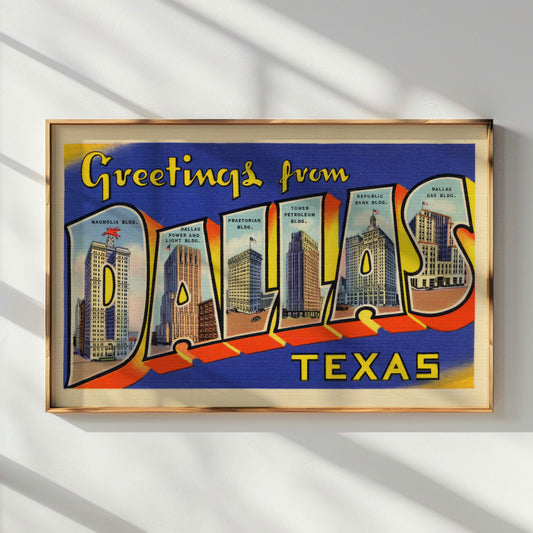 Greetings From Dallas Texas Vintage Postcard Print