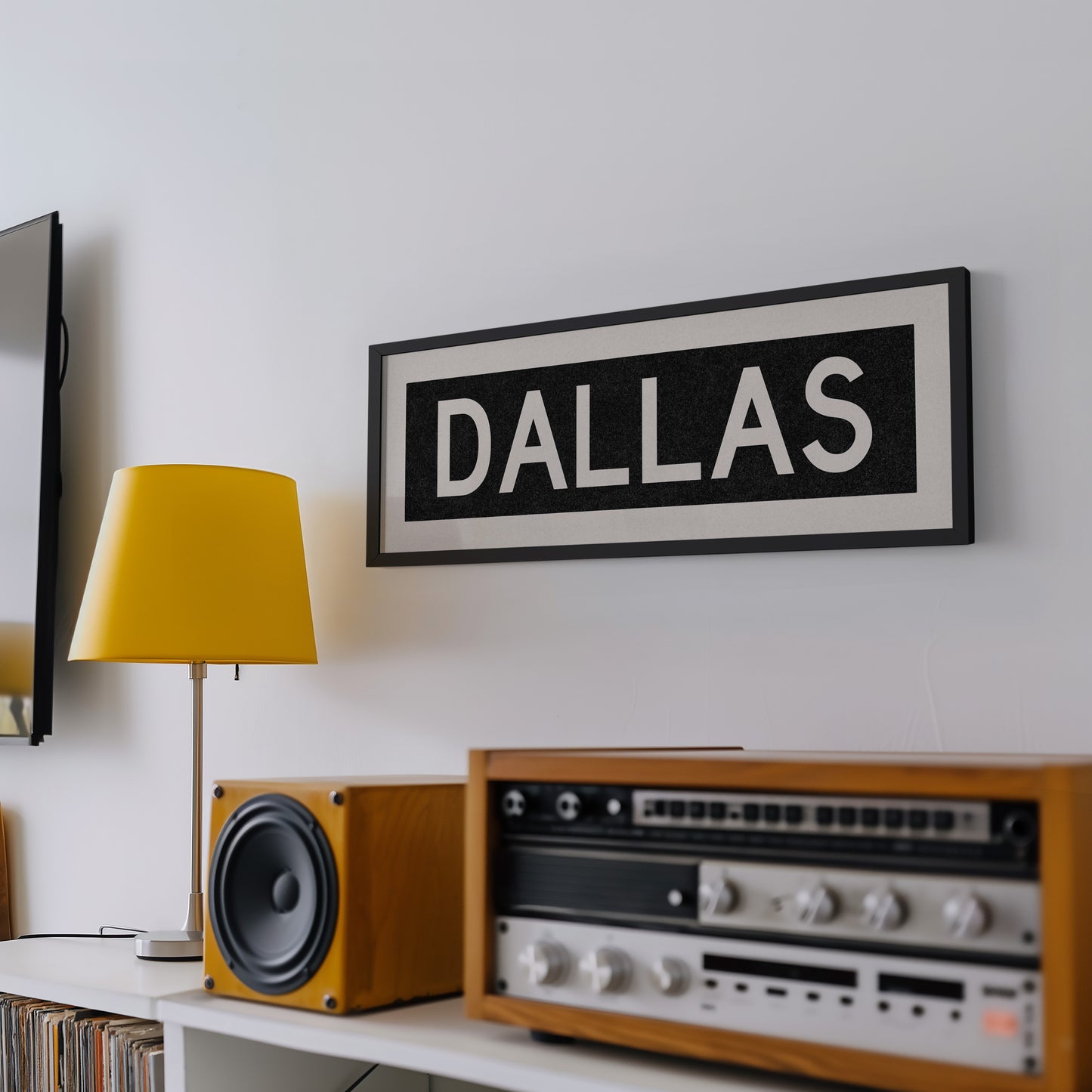 Framed Dallas Bus Scroll Sign