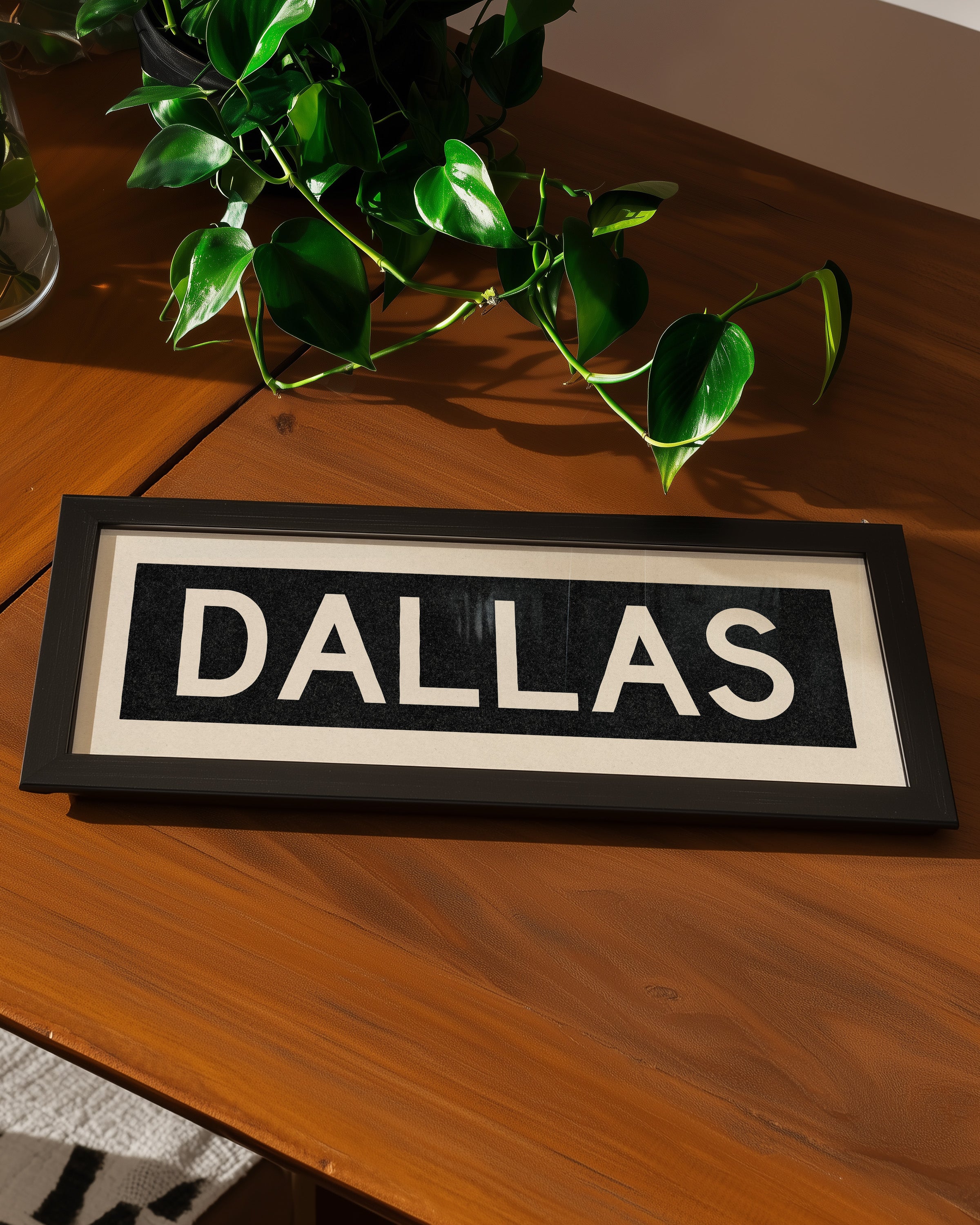Framed Dallas Bus Scroll Sign - Tejas Country Club