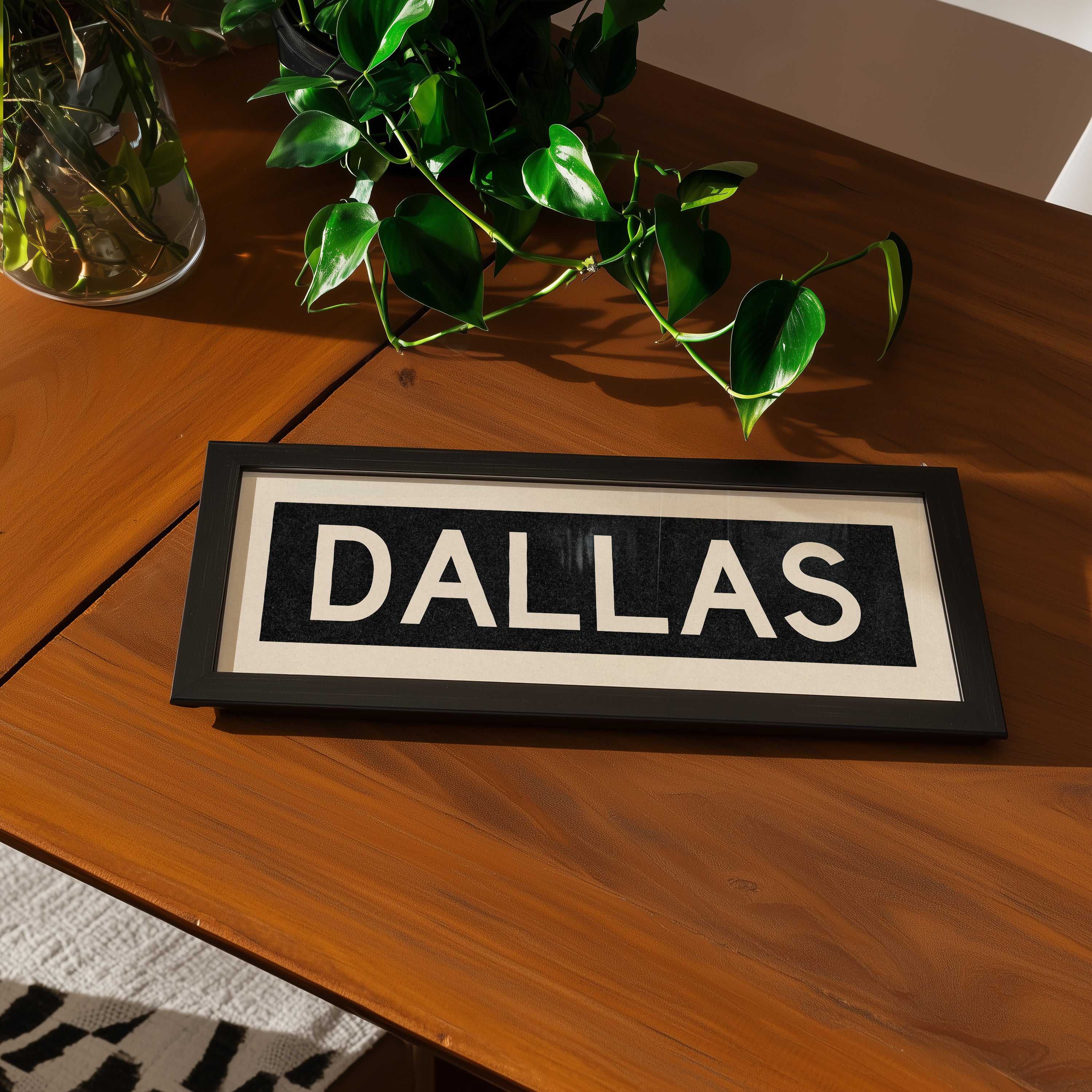 Framed Dallas Bus Scroll Sign - Tejas Country Club