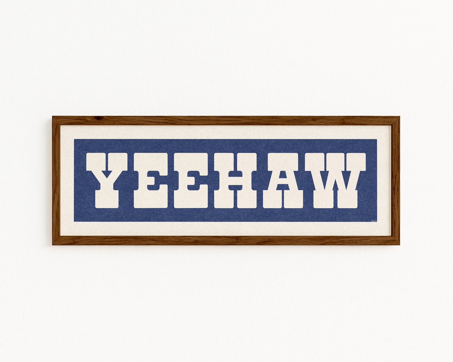 Framed YEEHAW Sign Blue & White Art Print