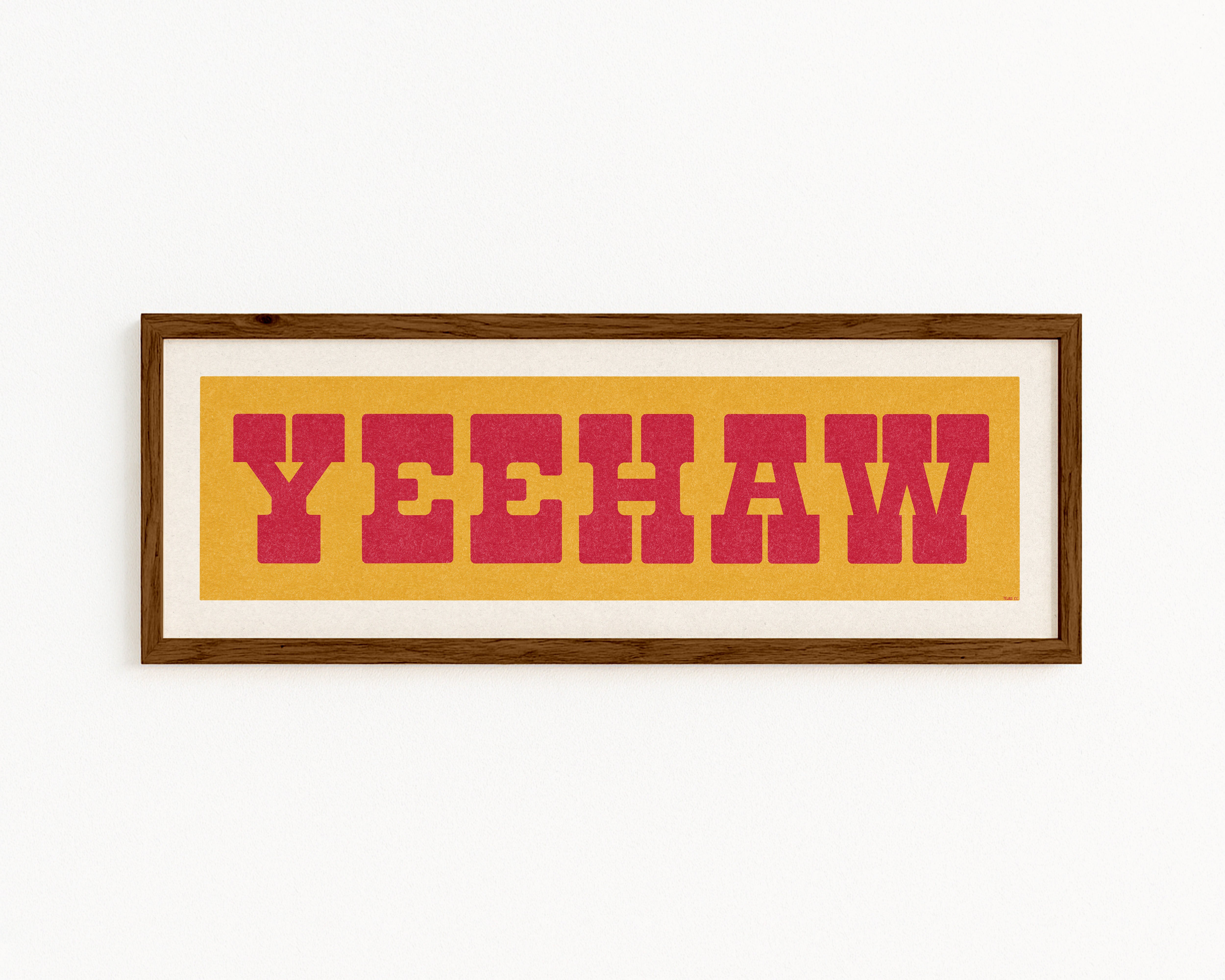 Framed YEEHAW Sign Gold & Red Art Print - Tejas Country Club