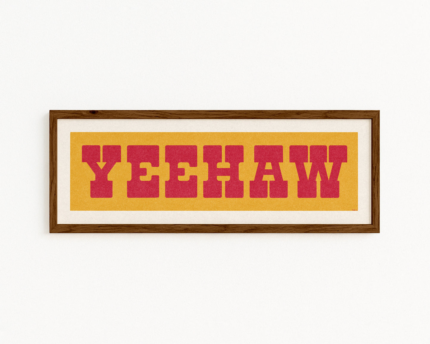 Framed YEEHAW Sign Gold & Red Art Print