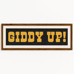 Framed GIDDY UP! Sign Black & Gold Art Print - Tejas Country Club