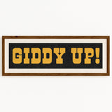 Framed GIDDY UP! Sign Black & Gold Art Print - Tejas Country Club